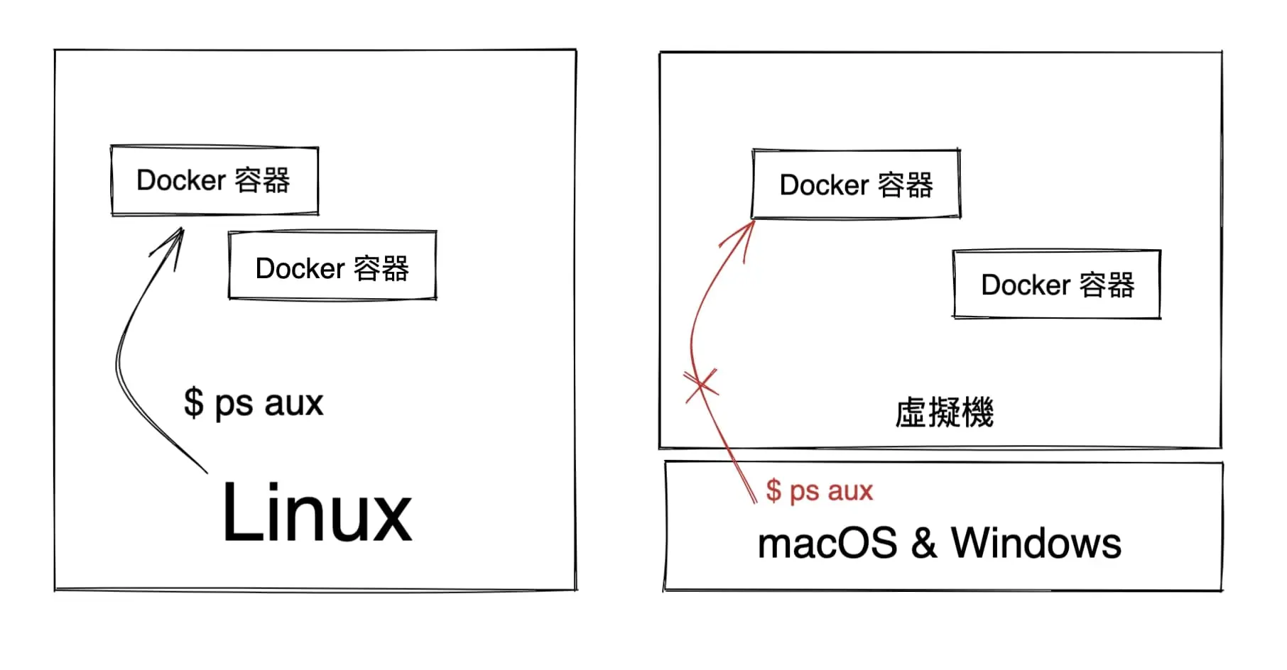 different between linux and windows & macOS